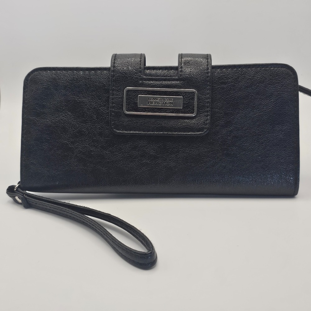 Kenneth Cole Women's Bifold Wallet with Wristlet Strap - Clutch Black